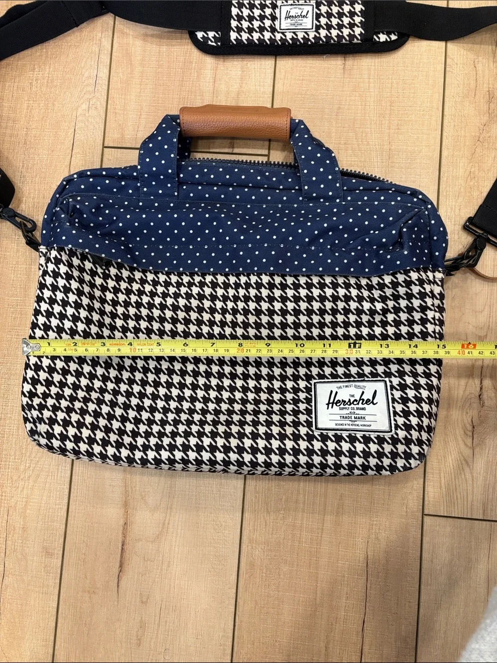 Herschel Supply Company Navy & Black Houndstooth Laptop Messenger Bag